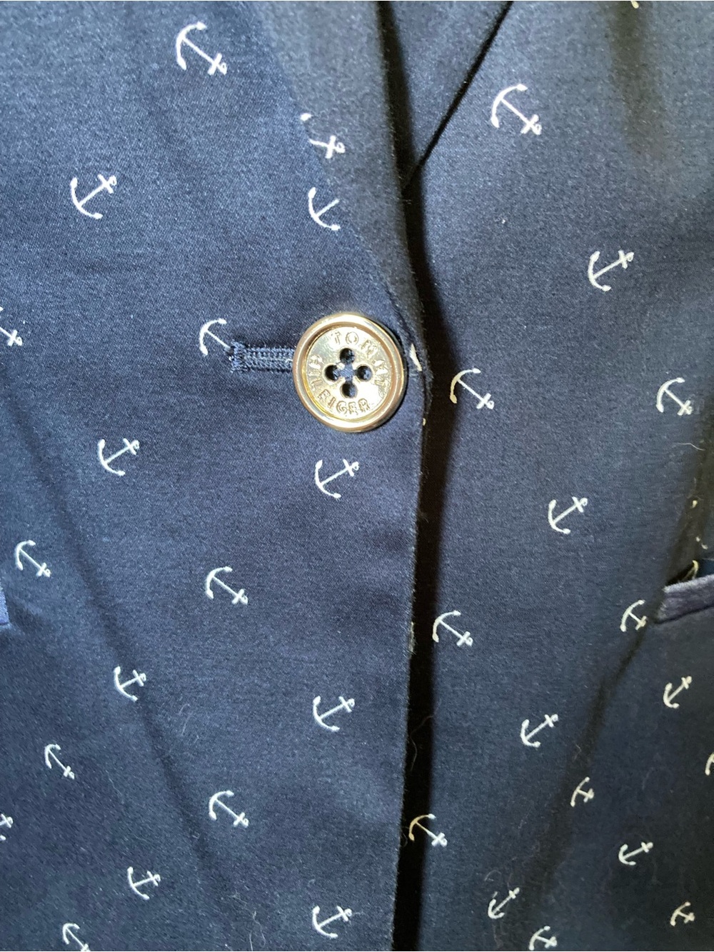 Tommy Hilfiger women’s nautical navy  blue blazer w/white anchor print, size M - Picture 5 of 13